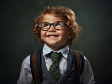 photo of emotional dynamic pose European kid in school AI Generative