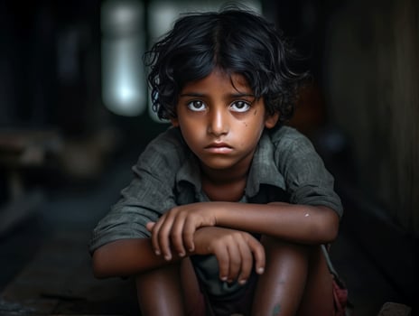 photo of emotional dynamic pose Indian kid in school AI Generative