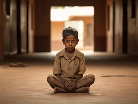 photo of emotional dynamic pose Indian kid in school AI Generative