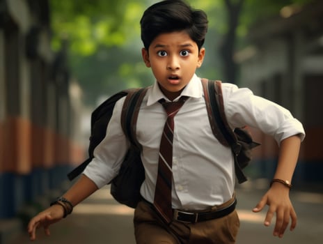 photo of emotional dynamic pose Indian kid in school AI Generative