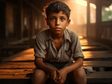 photo of emotional dynamic pose Indian kid in school AI Generative