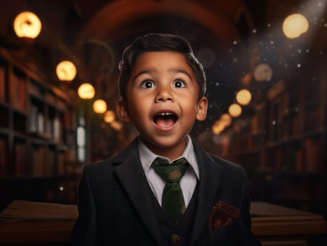 photo of emotional dynamic pose Mexican kid in school AI Generative