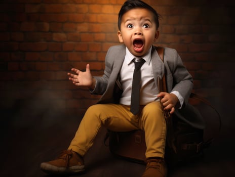 photo of emotional dynamic pose Mexican kid in school AI Generative