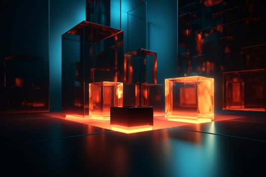 3D Render of Realistic Abstract Background Objects Volumetric Lighting AI Generative photo