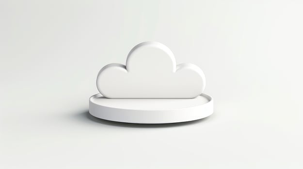 3D white cloud icon minimal style, cloud computing online service, digital technology security concept, Generative AI illustration photo