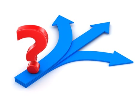 Question Mark on Blue Arrows photo