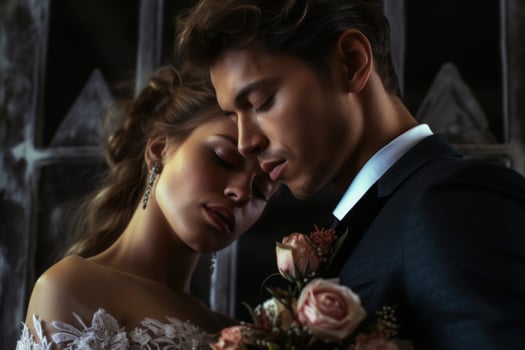 Ai Generative Photo portrait of a couple on wedding day