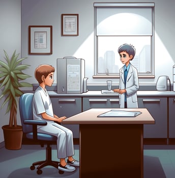 A child getting a checkup at the doctors office, medical stock images, AI Generative photo