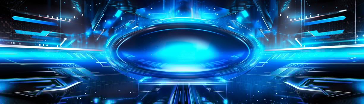 science fiction wallpaper with blue lights. Generative AI photo
