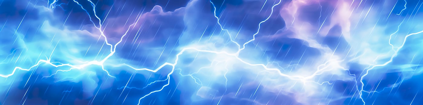 Anime horizontal blue lightning background. Anime cartoon light colors. Generative AI photo