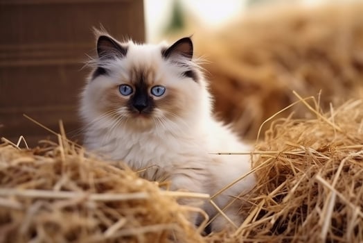 cute kitten in little farm. kitten with funny look photo