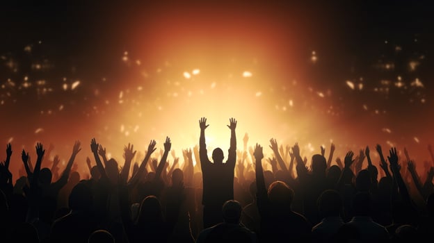 people hand up in the concert hall music event generative ai photo