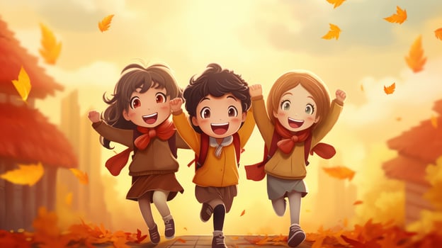 Happy children go to school photo