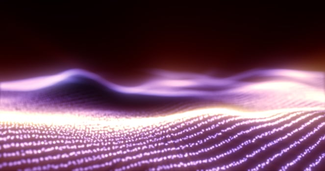 Abstract purple waves from glowing particles and lines futuristic hi-tech background photo