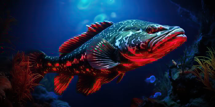 AI Generated. AI Generative. Realistic photo illustration of atlantic cod fish. Fishing underwater wild nautical world. Graphic Art