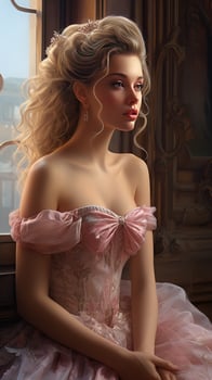 Beautiful princess with medieval dress. Generative AI photo
