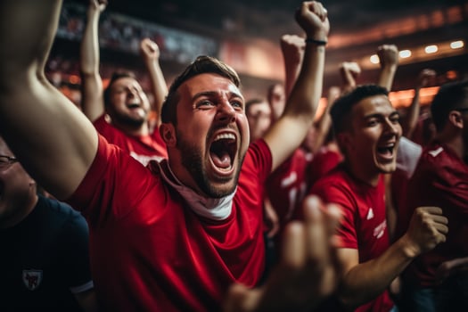 American football fans celebrating a victory photo