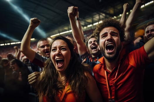 Racing enthusiasts celebrating a Formula 1 win photo