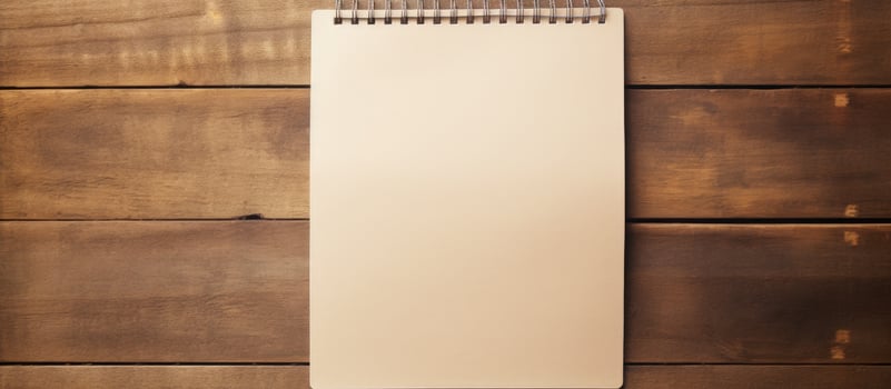 A high-quality photograph of a vintage paper, an old notepad placed on a wooden background, provides photo