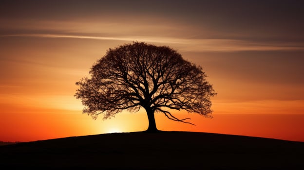 Silhouette of a tree rural area captured in photograph photo
