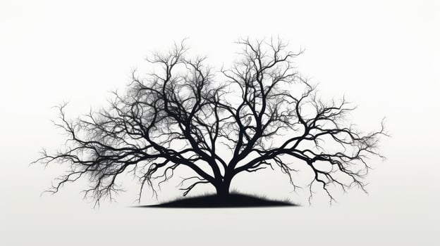 Solitary black tree on a white background photo