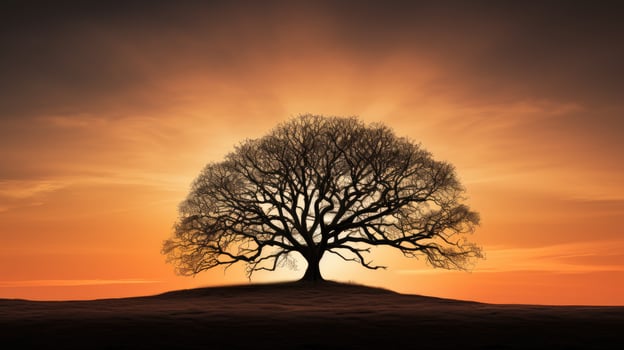 Silhouette of a tree rural area captured in photograph photo
