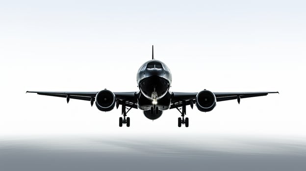Airplane silhouette on white background photo