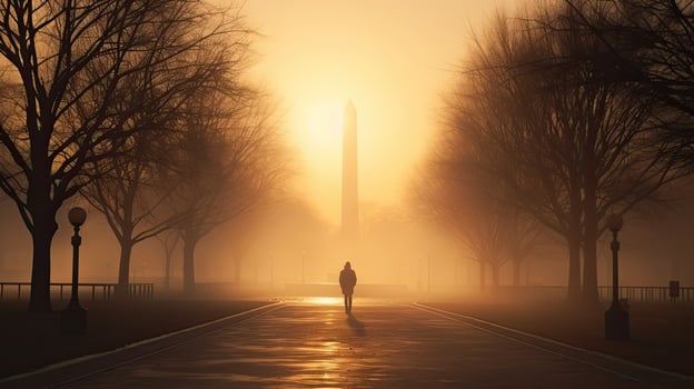 Haze and silhouettes in National Mall DC USA photo