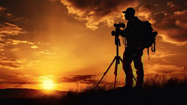 Silhouette of photographer at sunset captured in a photo