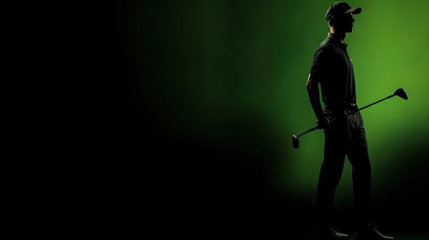 Studio silhouette of golf player photo