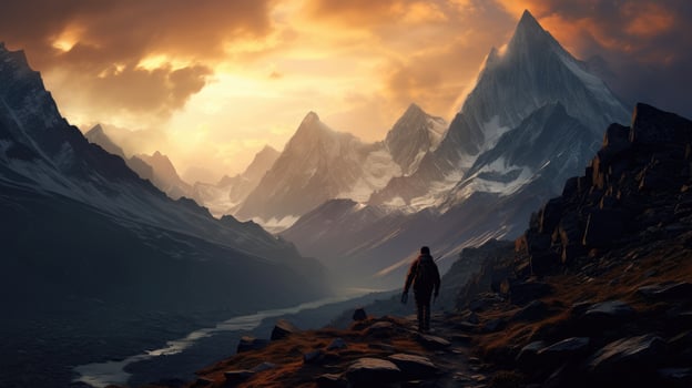 Evening glow in the Caucasus peaks photo