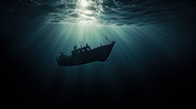 Underwater boat silhouette photo