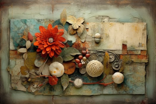 A mixed media piece that incorporates different mat photo