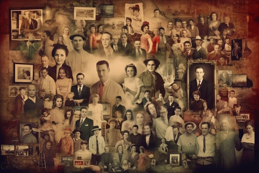 A portrait composed of a collage of family photos