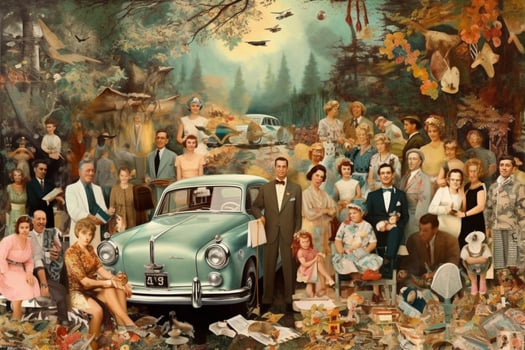 A portrait composed of a collage of family photos