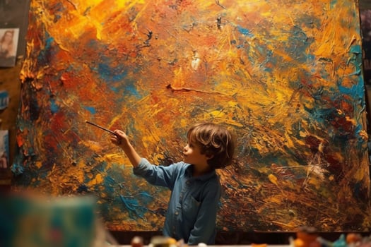 Creating art with finger paint photo