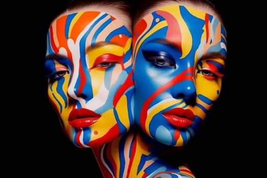 Faces painted with colorful designs photo