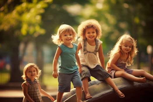 Kids enjoying a day at the park photo