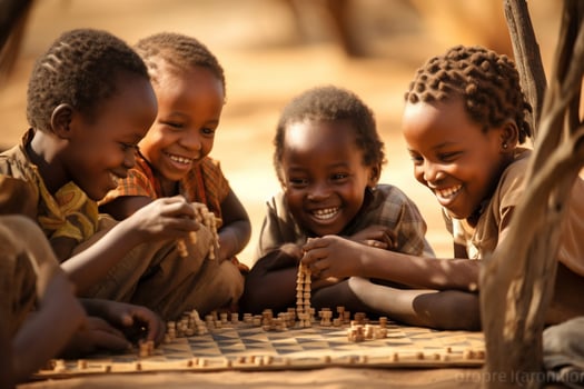 The joy and laughter of African children playing ga photo