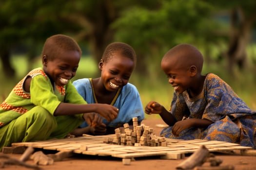 The joy and laughter of African children playing ga photo