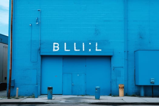 a blue wall with a large screen that saysblue photo