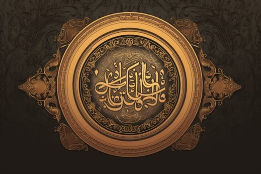 a brown background with a frame that says arabic on photo