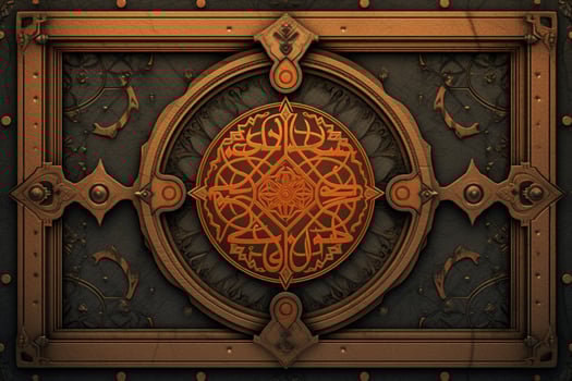 a brown background with a frame that says arabic on photo