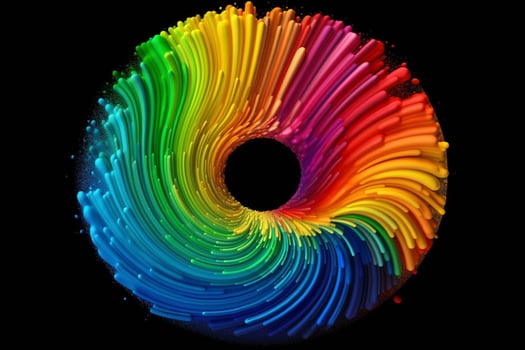 a colorful paint rainbow isolated on black illust photo