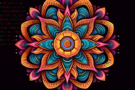 a colorful mandala with a colorful design in the photo