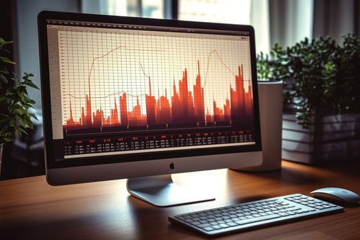 a computer monitor with a graph on it photo