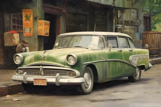 a green car with the license plate number 362n photo