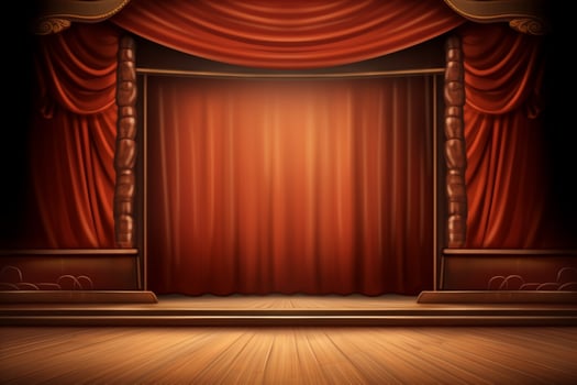 a stage with a blank banner in the center photo