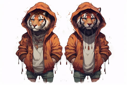 a tiger with a hoodie and a hoodie photo