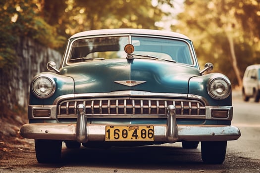 a vintage car with a license plate that says the photo
